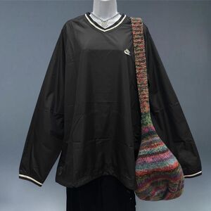 Nike Baseball Black Pullover Windbreaker Jacket XL Y2K Streetwear